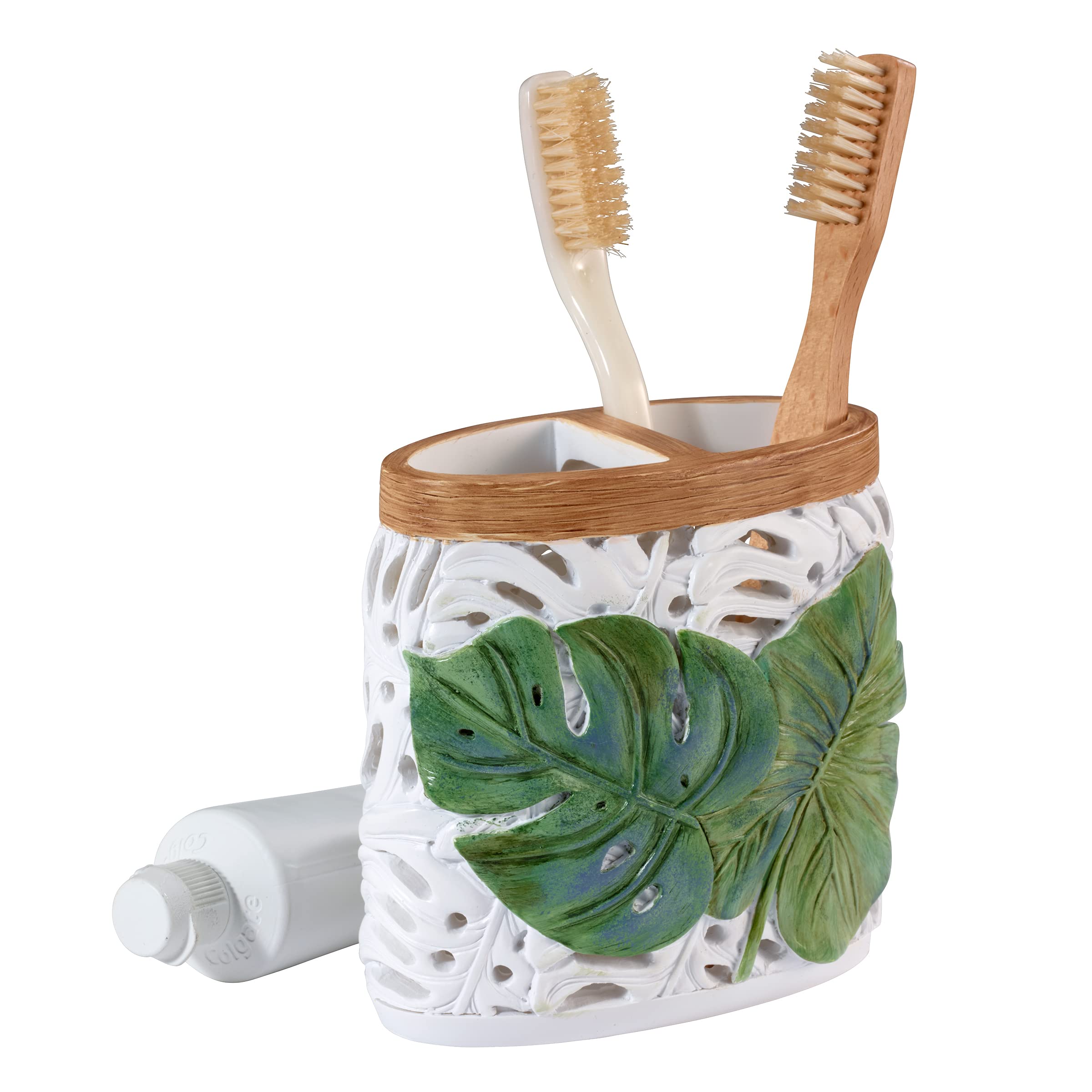 Avanti Linens - Toothbrush Holder, Palm Tree Leaves Inspired Home Decor (Viva Palm Collection)